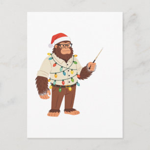 Cartão Postal De Festividades Pé Grande Sasquatch Enfermeira Natal Enfermagem