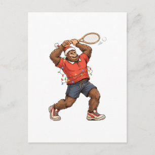 Cartão Postal De Festividades Pé Grande Sasquatch Tênis Natal 2026 Feriado
