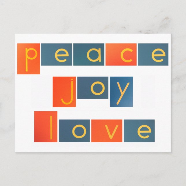 Cartão Postal De Festividades PEACE JOY LOVE Sandpaper Letters (Frente)