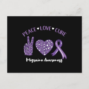 Cartão Postal De Festividades Peace Love Cure Migraine Awarness