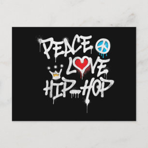 Cartão Postal De Festividades Peace Love Hip Hop Dancing