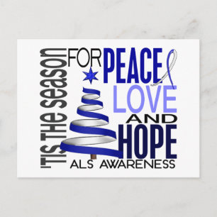 Cartão Postal De Festividades Peace Love Hope Christmas Holiday ALS