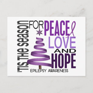 Cartão Postal De Festividades Peace Love Hope Christmas Holiday Epilepsy