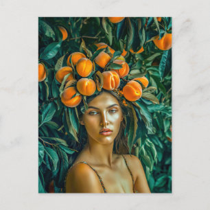 Cartão Postal De Festividades Peach Deusa em Greenery