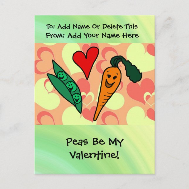 Cartão Postal De Festividades Peas Be My Valentine (Frente)