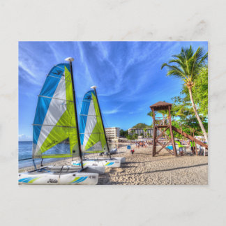 Cartão Postal De Festividades Pegadas de Praia do Caribe