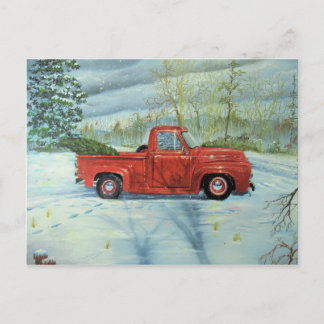 Cartão Postal De Festividades Pegando a Árvore para o Natal