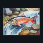 Cartão Postal De Festividades *~* Peixes de Salmão Nadando Água AP49<br><div class="desc">Procure no AP49 itens/tópicos/tema semelhantes - Natureza Rústica, Presente para homens. Aquarela, Submarino, Nadação de Peixes, Rio, Fluxo, Cartonagem de Rochas/Cartão de POSTO * Imagem digital colorida melhorada do salmão. O Salmão colorido de Salmão é visto nadando debaixo d'água neste design da Natureza. Este tema do SALMON é Artsy Popular...</div>