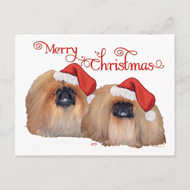 Cartão Postal De Festividades Pekingese Feliz Natal (Frente)