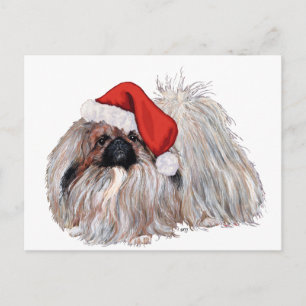 Cartão Postal De Festividades Pekingese no Natal