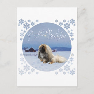 Cartão Postal De Festividades Pekingese Ó Santa Noite