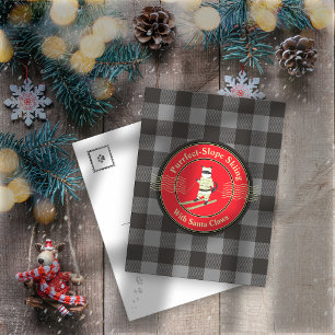 Cartão Postal De Festividades Pele Puro-Largura com Papais noeis