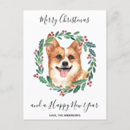 Cartão Postal De Festividades Pembroke Welsh Corgi Dog Elegante Feliz Natal
