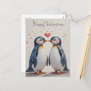 Cartão Postal De Festividades Penguin do Dia dos Namorados Amor Doce Inverno Cas