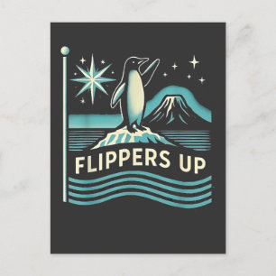 Cartão Postal De Festividades Penguin Engraçado Resiste Protesto Contra Tarrifs