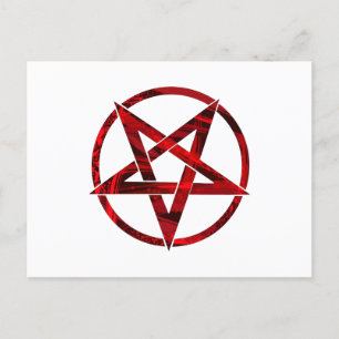 Cartão Postal De Festividades Pentagrama do diabo vermelho