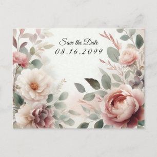 Cartão Postal De Festividades Peônia Floral Suave e Serenada Rosa