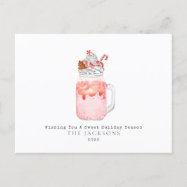 Cartão Postal De Festividades Peppermint Milkshake Sweet Natal