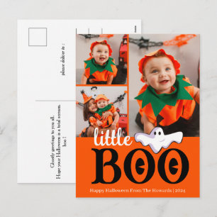Cartão Postal De Festividades Pequeno Boo! Foto da Família Spooky Cute Halloween