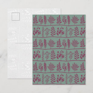 Cartão Postal De Festividades Pequeno Herbário de Plantas Botânico Salvia e Frut