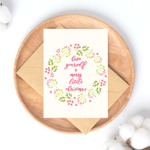 Cartão Postal De Festividades Pequeno Natal feliz - Flor elegante