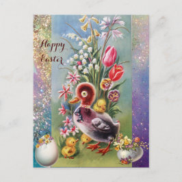 CARTÃO POSTAL DE FESTIVIDADES PEQUENO PORCO, FRANQUES, OVOS MAIS LEVES COM FLORE