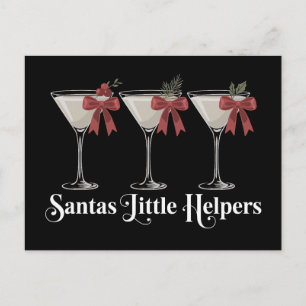 Cartão Postal De Festividades Pequenos Ajudantes do Papai Noel Coquetel Martini 