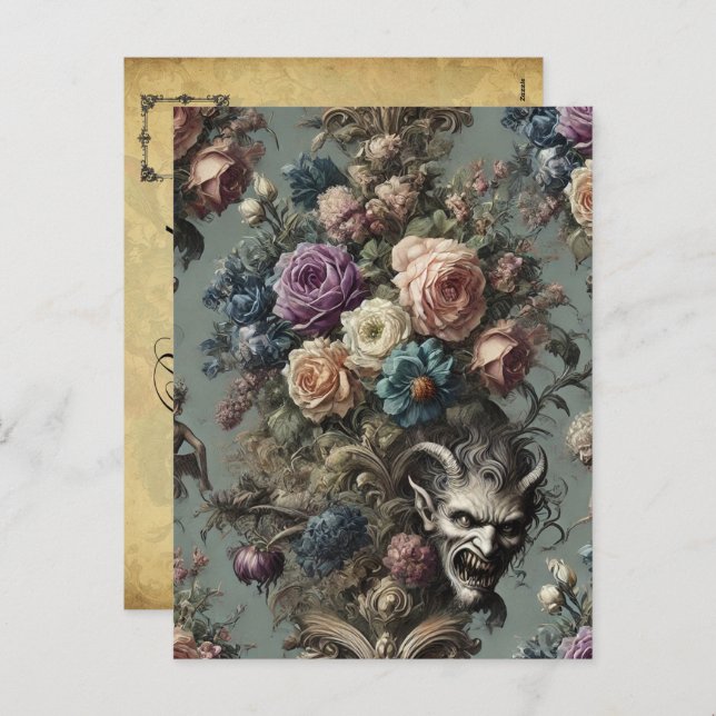 Cartão Postal De Festividades Pequenos demônios ousam sonhar - Vitoriano Gótico (Frente/Verso)