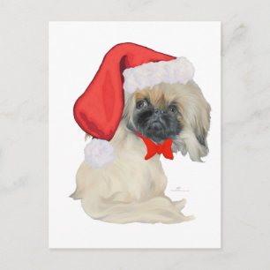 Cartão Postal De Festividades Pequenos Papais noeis Pekingese