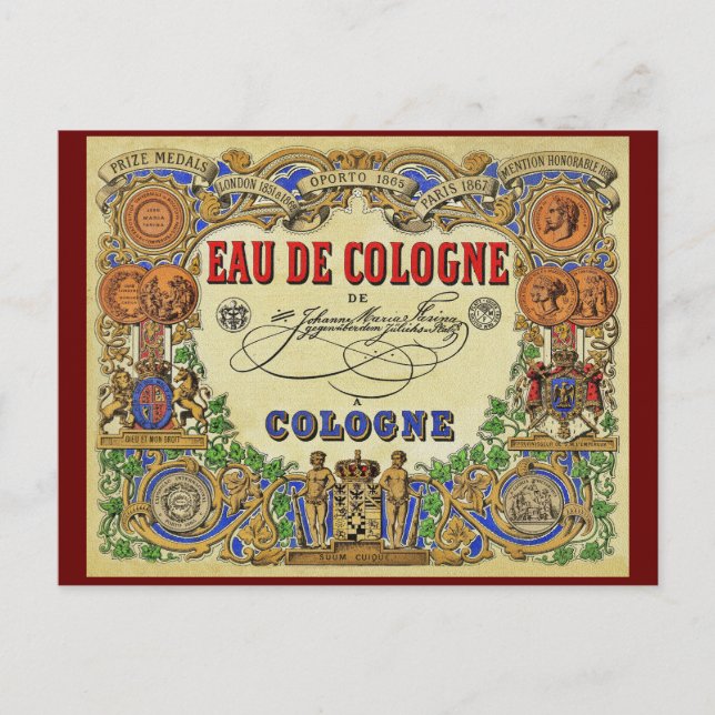 Cartão Postal De Festividades Perfume Romântico Parisiense 1868 (Frente)