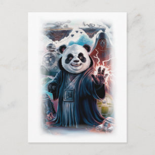 Cartão Postal De Festividades Personagem de Filme de Panda Engraçado em um Branc