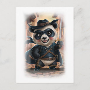Cartão Postal De Festividades Personagem Herói de Filme de Panda Engraçado em um