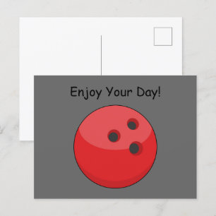 Cartão Postal De Festividades Personalização da Bola de boliche Vermelha