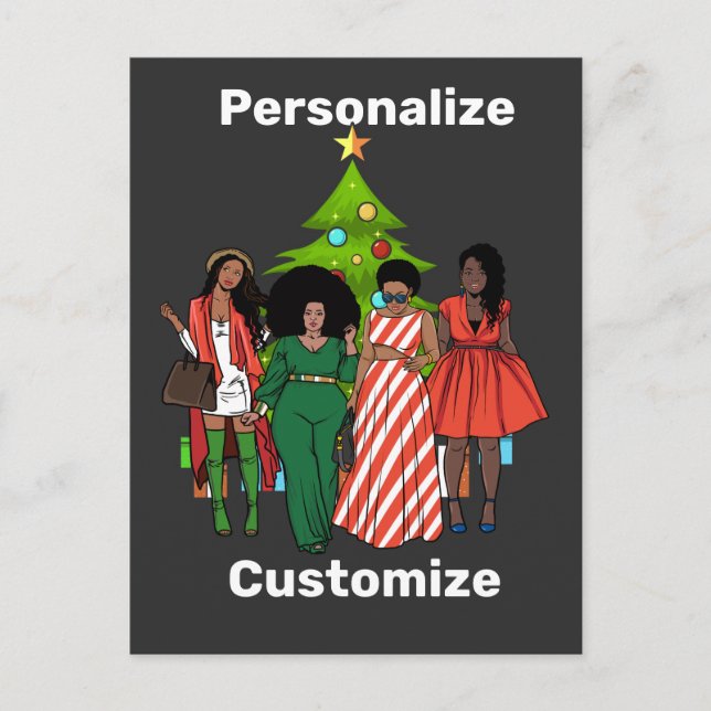 Cartão Postal De Festividades Personalização do Black Sista de Natal Melanin (Frente)