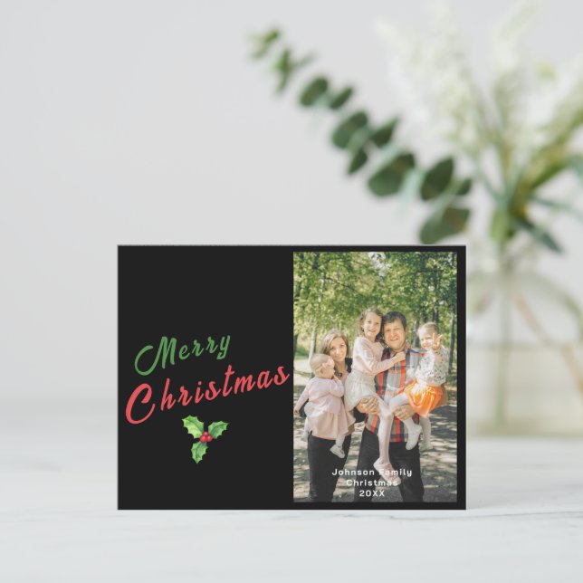 Cartão Postal De Festividades Personalizar Cartão de Natal Personalizado da Famí (Em pé/Frente)