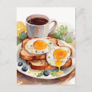 Cartão Postal De Festividades Personalizar o café da manhã: Peixe de Comida de c