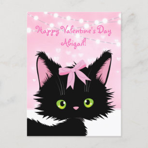 Cartão Postal De Festividades Personalizar o Dia de os namorados rosa de Kitten