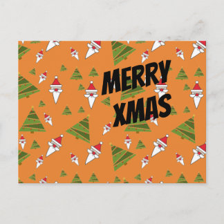 Cartão Postal De Festividades Personalizar Papais noeis e Árvore de Natal