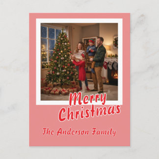 Cartão Postal De Festividades Personalize Foto Script Feliz Natal Férias 