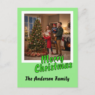 Cartão Postal De Festividades Personalize Foto Script Feliz Natal Férias 