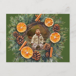 Cartão Postal De Festividades Personalize o Natal com foto de grinalda