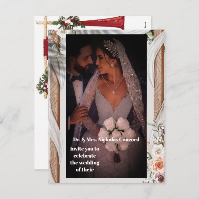 Cartão Postal De Festividades Personalized Luxury Wedding Invite Template"  (Frente/Verso)