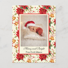 Cartão Postal De Festividades Personalized Retro Christmas Floral Stationery 
