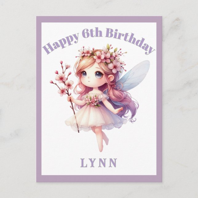 Cartão Postal De Festividades Personalized Whimsical Floral Fairy  (Frente)