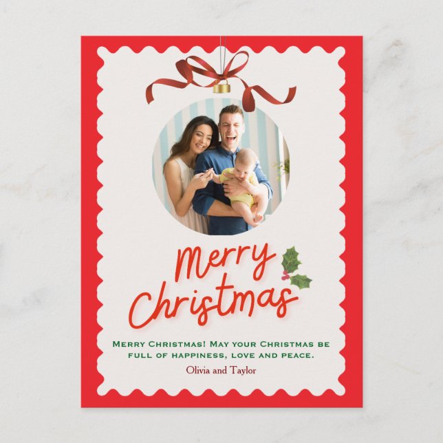 Cartão Postal De Festividades Personlized Merry Christmas Photo Card (Frente)
