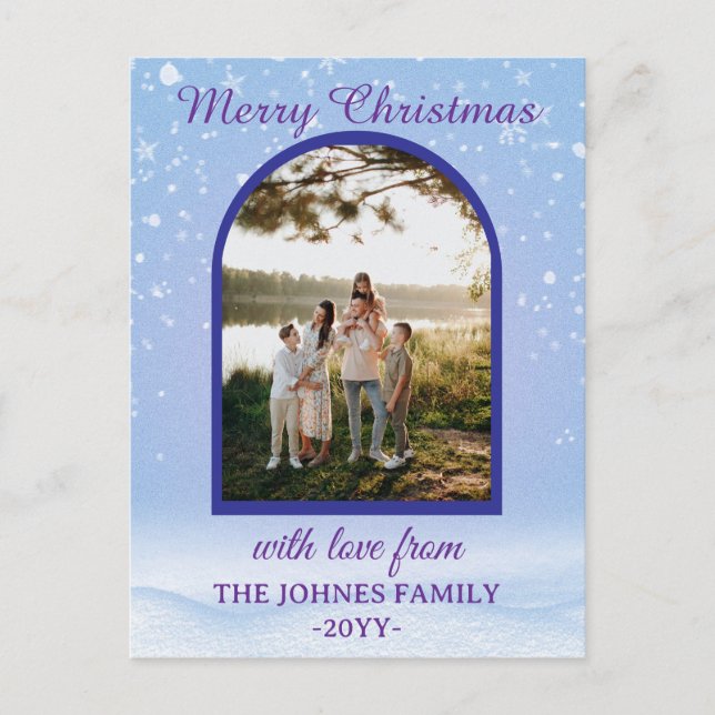 Cartão Postal De Festividades Personlized Purple Merry Christmas Photo  (Frente)