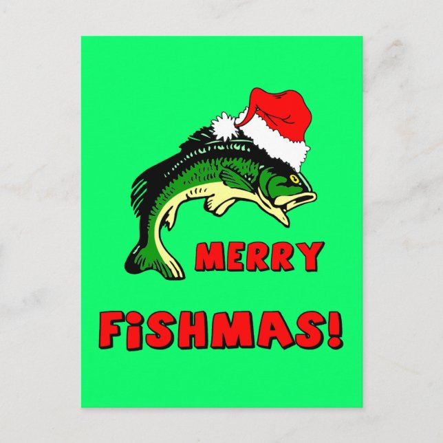 Cartão Postal De Festividades Pesca de Natal engraçada (Frente)