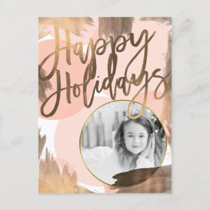 Cartão Postal De Festividades Pêssego & Bronze Elegância Moderna de Férias Foto