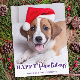 Cartão Postal De Festividades Pet Photo Dog Lover Personalizado Feliz Pawlidays