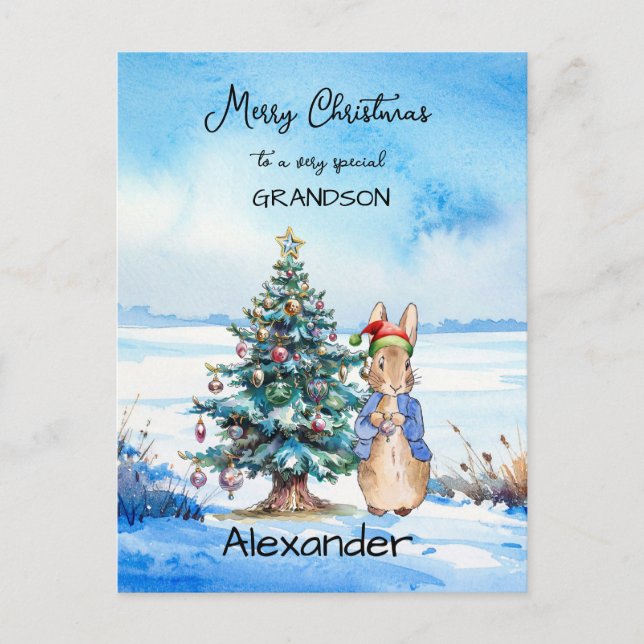 Cartão Postal De Festividades Peter, a árvore de Natal do Coelho (Frente)